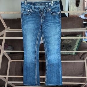 Miss Me Blue Boot Cut Jeans with Faded Wash
